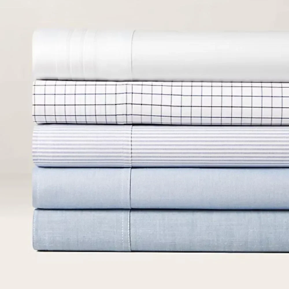 Ralph Lauren Workshirt Chambray Sheeting. Queen Flat Sheet